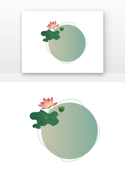 古风水墨荷花大暑边框图片下载