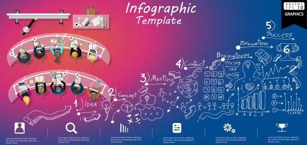 插画商业。设计现代理念和概念思考创意。为头脑风暴，社交网络，成功，计划，思考，搜索，分析，沟通，未来的想法创新技术。图片下载