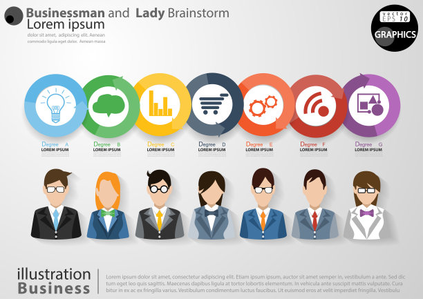 插画商业。设计现代理念和概念思考创意。为头脑风暴，社交网络，成功，计划，思考，搜索，分析，沟通，未来的想法创新技术。图片下载