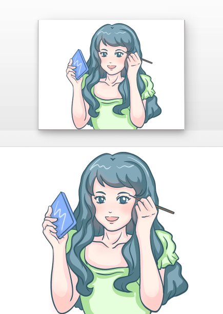 美妆女孩画眉毛图片下载