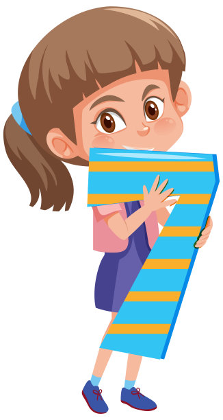 学生女孩拿着数字卡通人物孤立在白色背景图片下载