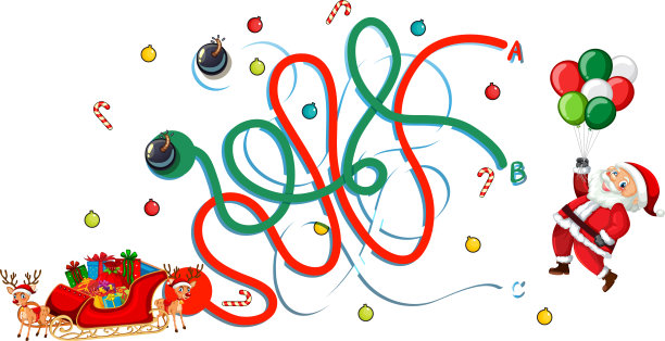 圣诞节主题迷宫游戏模板图片下载