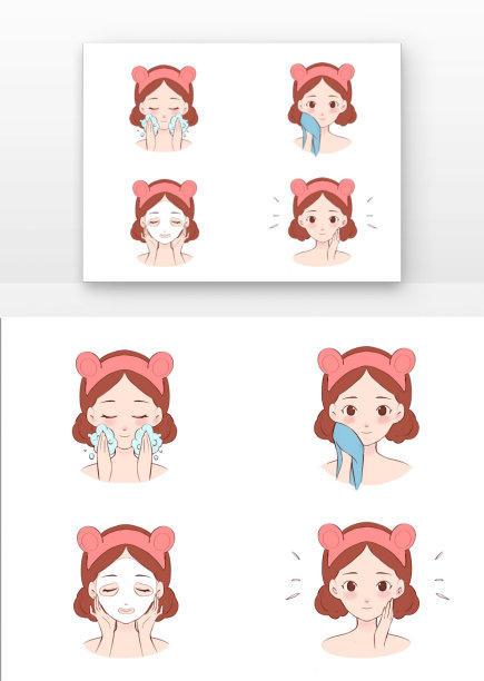 女生敷面膜护肤步骤图片下载