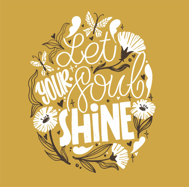 可爱的手绘动机书信明信片关于生活。刻字海报艺术，t恤设计。图片下载