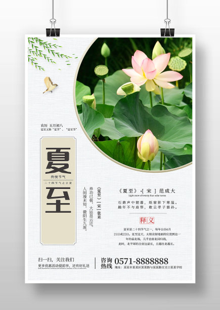 清新节约夏至节气海报图片下载