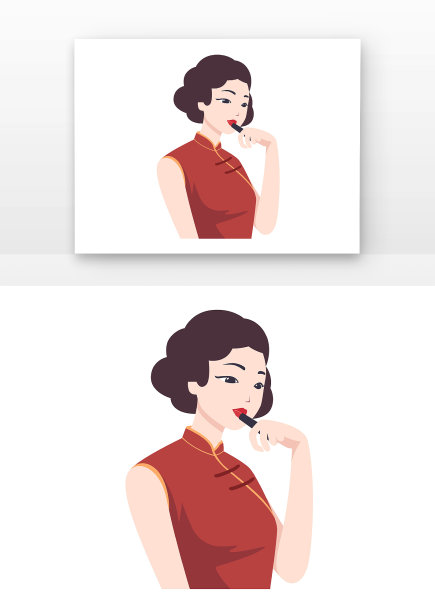 涂口红女人插画元素图片下载