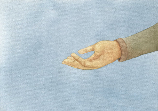 逼真的人类手水彩插图，伸出的手图片下载