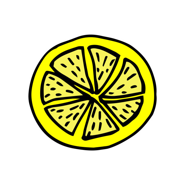 柠檬片黄色隔离涂鸦图片下载
