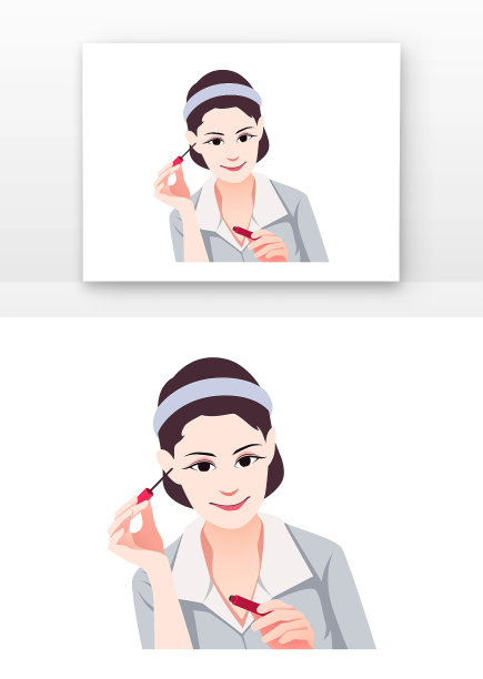 画睫毛的女主播插画图片下载