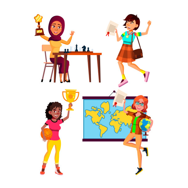 十几岁的女孩与奖杯奖设置图片下载