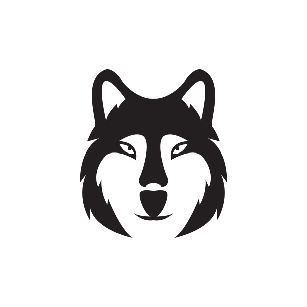 人脸黑色西伯利亚哈士奇标志设计图形图片下载