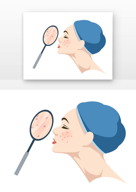 消除雀斑的女孩插画元素图片下载