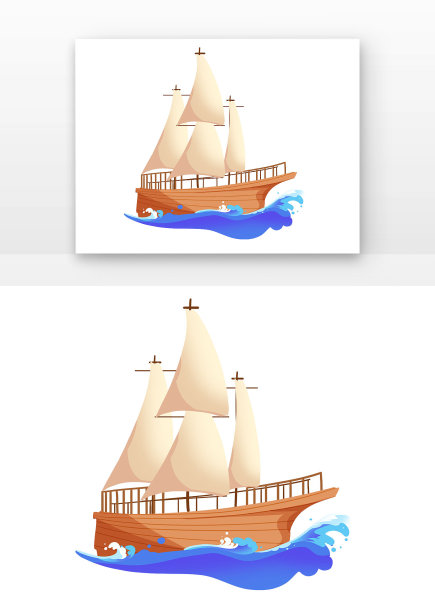 航海的橙色船只图片下载