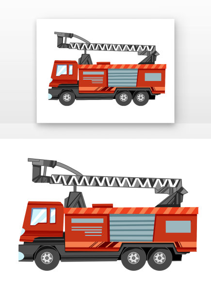 消防车手绘插画图片下载