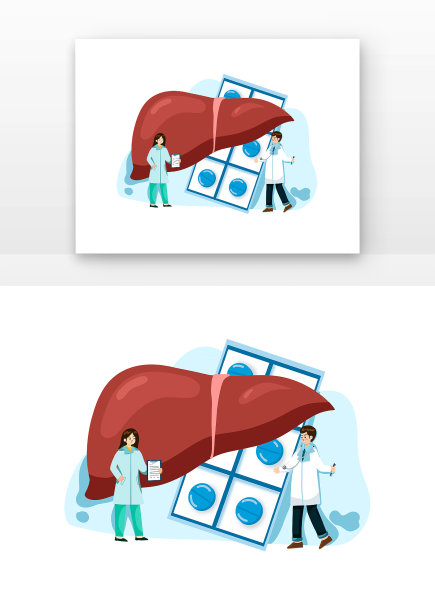 护士和医生观察肝脏健康肝炎日医生检查图片下载