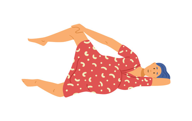 分娩时侧躺的妇女图片下载