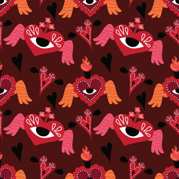 圣心无缝图案图片下载