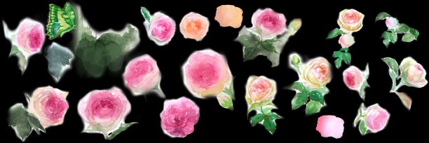 花圈水彩手绘集插图皮埃尔德朗萨德花圈与跳舞的玫瑰花瓣和粉红色的玫瑰图片下载