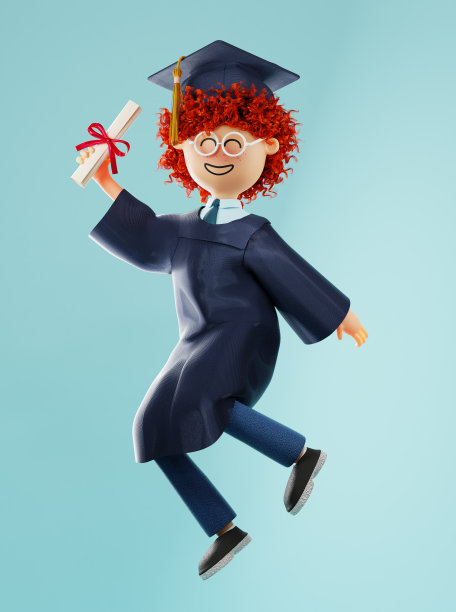 毕业快乐微笑，卷发，学生红发。图片下载