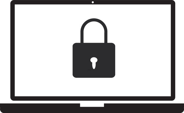 安全笔记本电脑上的白色背景保护图片下载