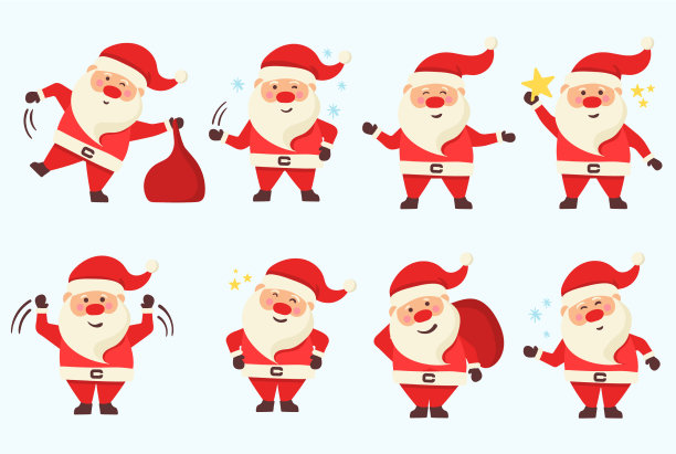 设定圣诞老人和新年人物图片下载