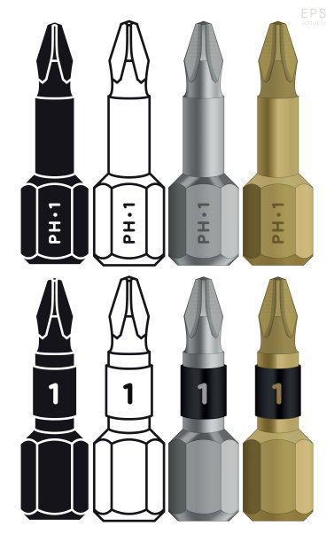 螺丝刀。影响驾驶位。孤立的轮廓，轮廓，钢和钛涂层图片下载