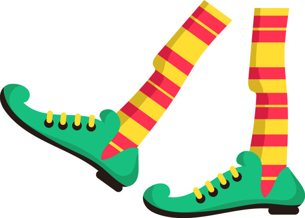 圣诞精灵的脚上有条纹的圣诞老人滑稽的腿图片下载