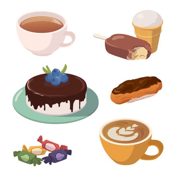 一套各种糖果在白色背景图片下载