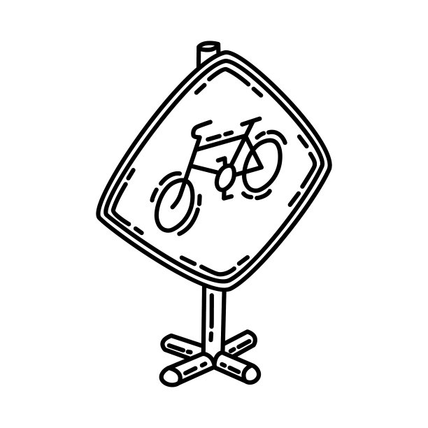 自行车道图标涂鸦手绘或轮廓图片下载