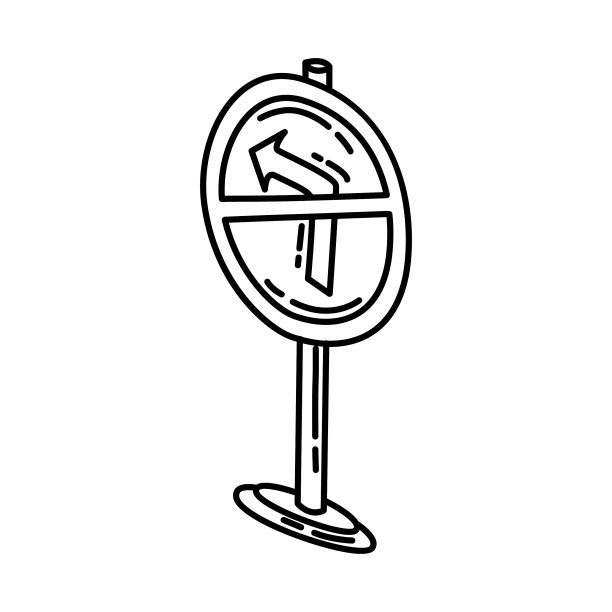 没有左转弯图标涂鸦手绘或轮廓图片下载