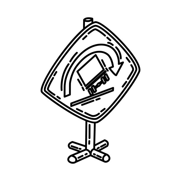 卡车翻车图标涂鸦手绘或轮廓图片下载