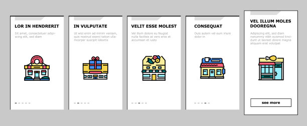 建立餐厅和商店的图标设置图片下载