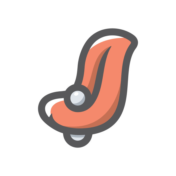 舌头与银色刺穿图标卡通图片下载