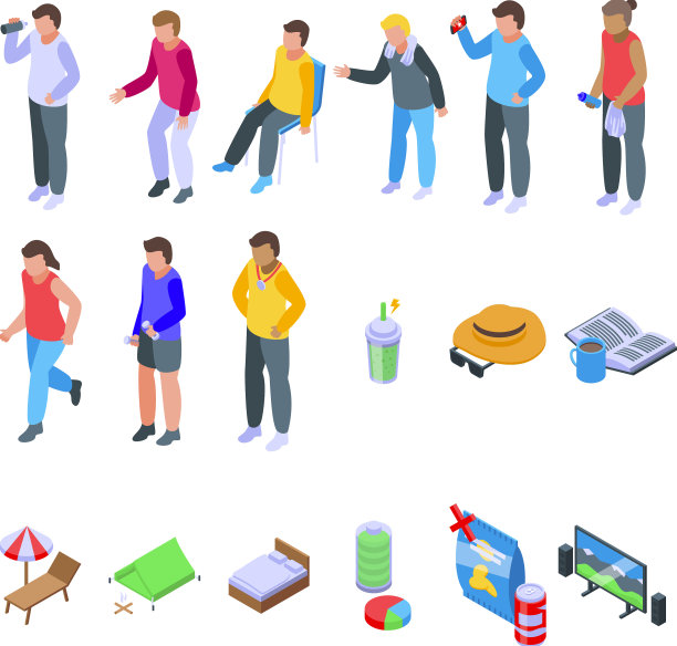 休息运动员图标设置等距无聊休息图片下载