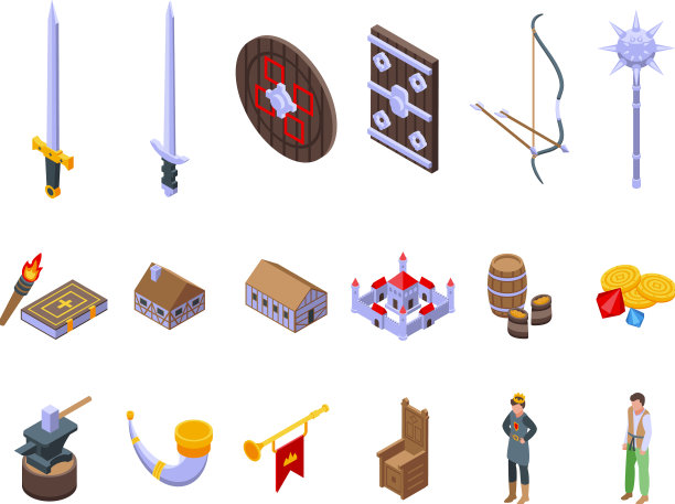 中世纪图标设置等距历史剑图片下载