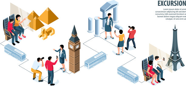 游览等距信息图图片下载