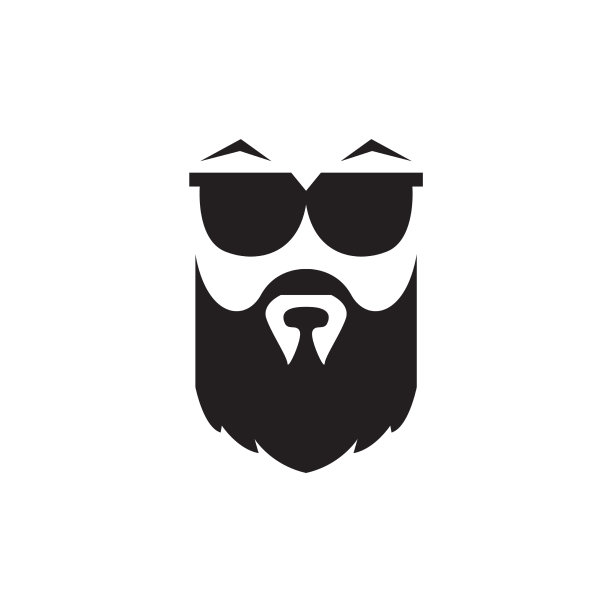 老头脸上带着酷酷的胡子和墨镜标志图片下载