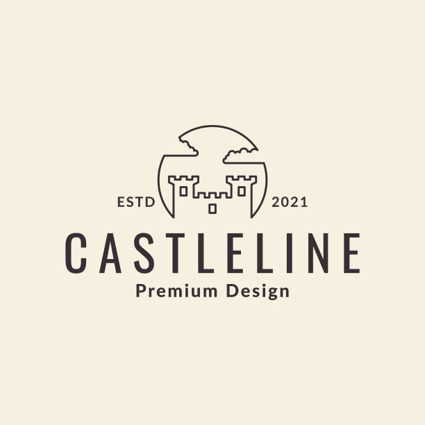 日落与城堡嬉皮士的标志设计图形图片下载