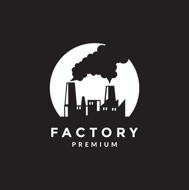 夜晚用烟和工厂的标志设计图片下载