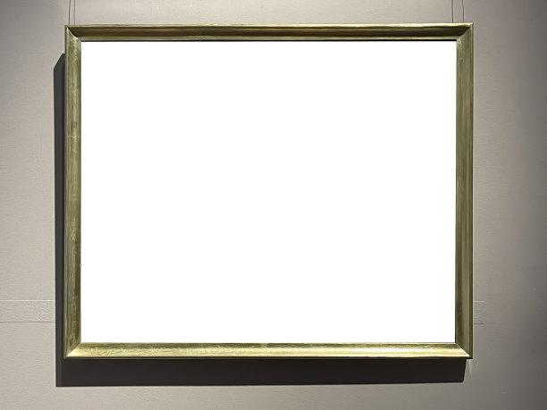 古董木制艺术博览会画廊框架在墙上的拍卖行或博物馆展览，空白模板与空白的copyspace为模型设计，艺术品图片下载