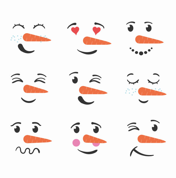 圣诞雪人的脸冬天手绘涂鸦图片下载