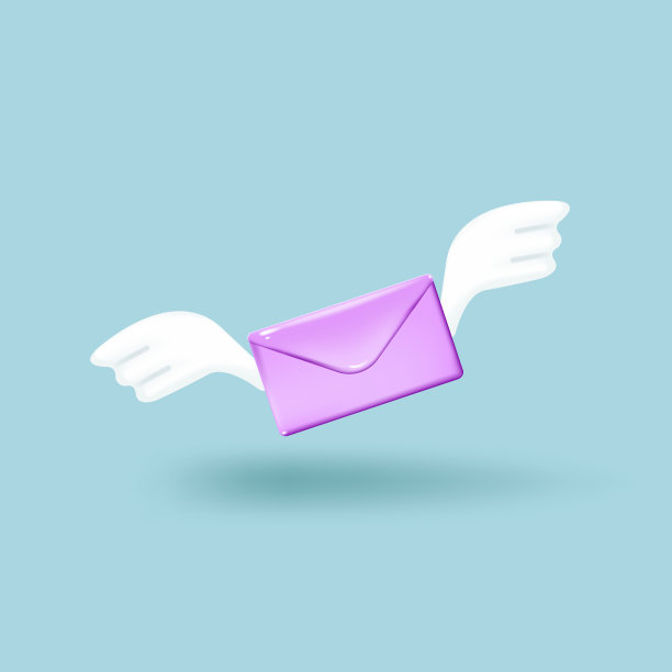 飞行信封与翅膀3d风格图片下载