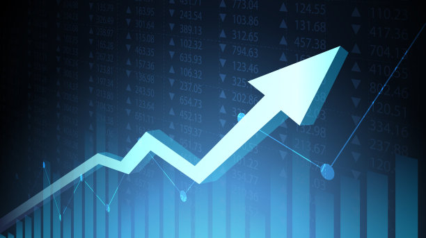 摘要金融图形与上升趋势线和箭头在股票市场背景图片下载