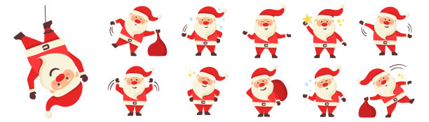 设定圣诞老人和新年人物图片下载