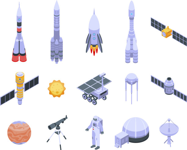 空间研究技术图标设置为等距图片下载