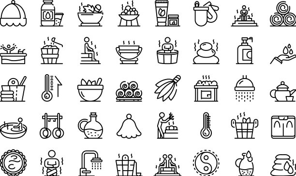 桑拿图标设定轮廓风格图片下载