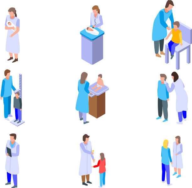 儿科医生图标设置等距风格图片下载