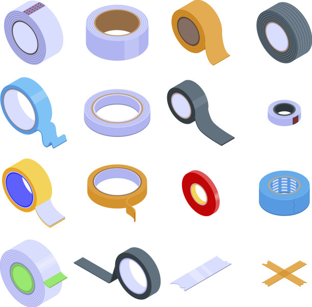 透明胶带图标设置等距风格图片下载