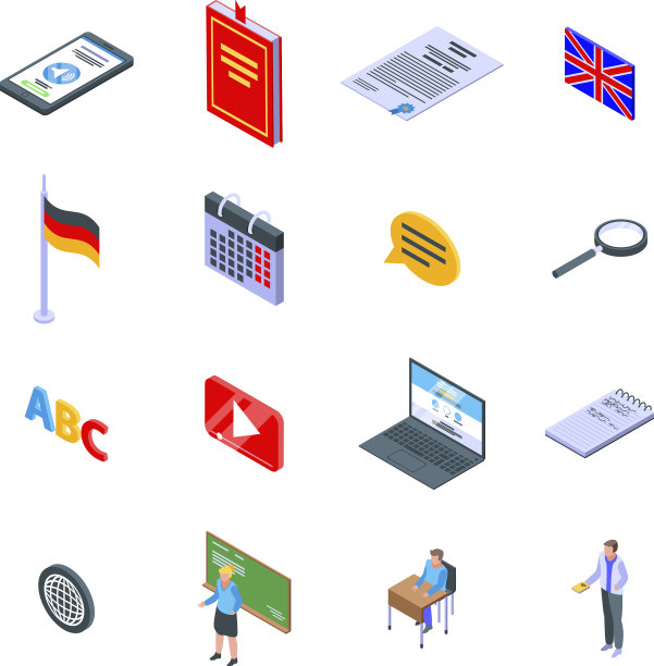 外语教师图标设置等距风格图片下载
