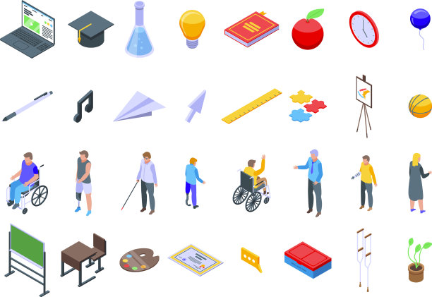 全纳教育图标设置为等距风格图片下载